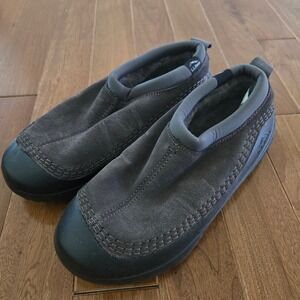 LL Bean Wicked Good Max Slipper Womens 11 Gray Suede Shearling Lined Cabin